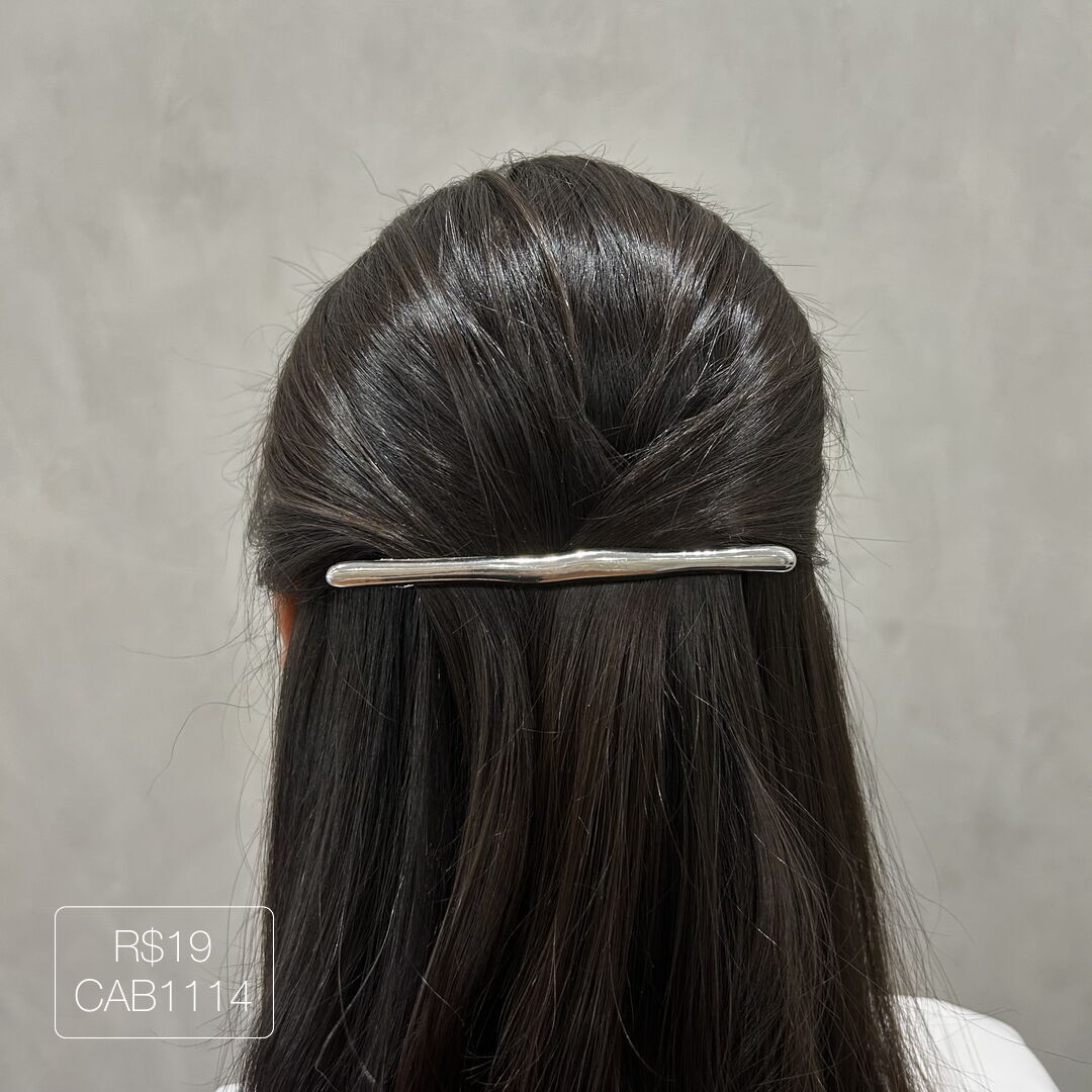 Hair Pin Graveto G Liso Prateado